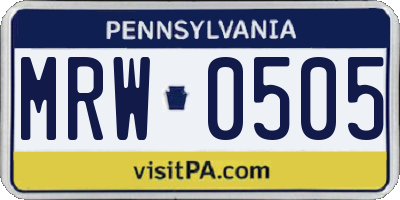 PA license plate MRW0505