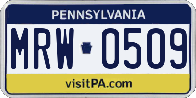 PA license plate MRW0509