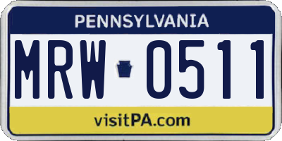 PA license plate MRW0511