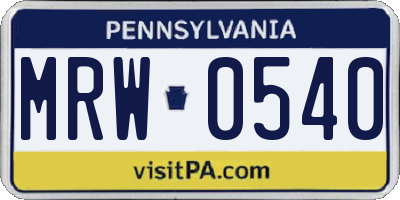PA license plate MRW0540