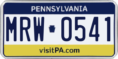 PA license plate MRW0541