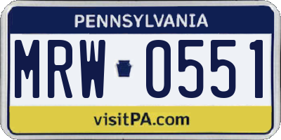 PA license plate MRW0551