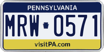 PA license plate MRW0571