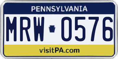 PA license plate MRW0576