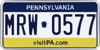 PA license plate MRW0577