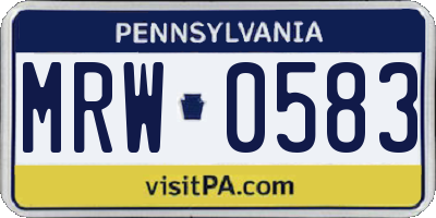 PA license plate MRW0583