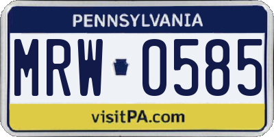 PA license plate MRW0585
