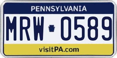 PA license plate MRW0589