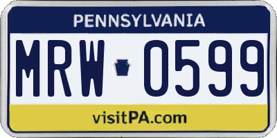 PA license plate MRW0599