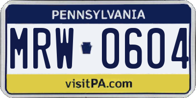 PA license plate MRW0604