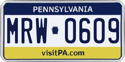 PA license plate MRW0609