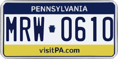 PA license plate MRW0610