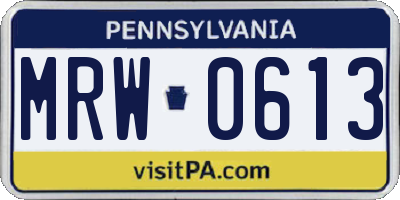 PA license plate MRW0613