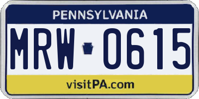 PA license plate MRW0615