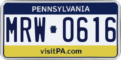 PA license plate MRW0616