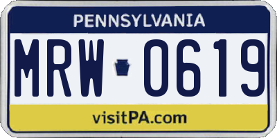 PA license plate MRW0619
