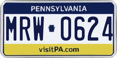 PA license plate MRW0624