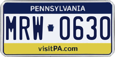 PA license plate MRW0630