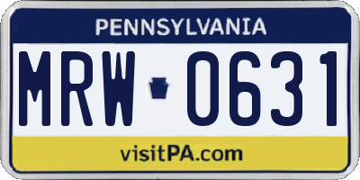 PA license plate MRW0631