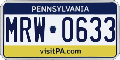 PA license plate MRW0633