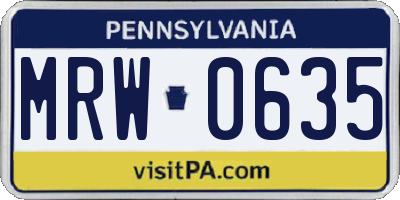 PA license plate MRW0635