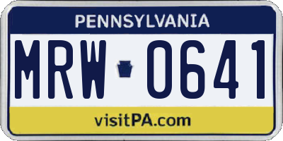 PA license plate MRW0641