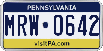 PA license plate MRW0642