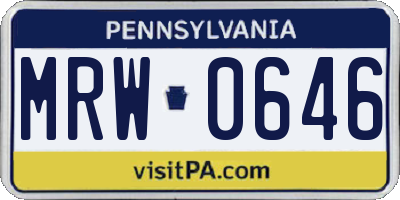 PA license plate MRW0646