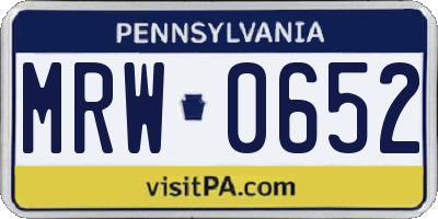 PA license plate MRW0652