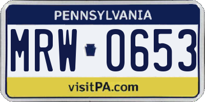 PA license plate MRW0653