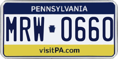 PA license plate MRW0660