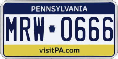 PA license plate MRW0666