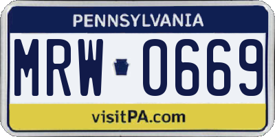 PA license plate MRW0669