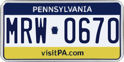 PA license plate MRW0670