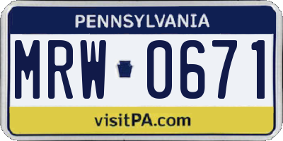 PA license plate MRW0671