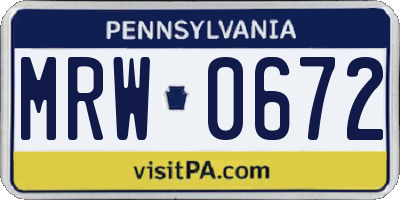 PA license plate MRW0672