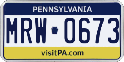 PA license plate MRW0673