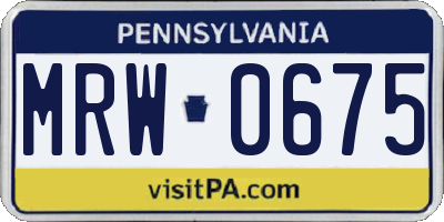 PA license plate MRW0675
