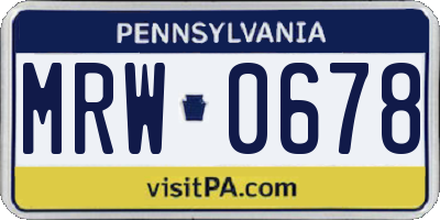 PA license plate MRW0678