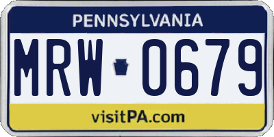 PA license plate MRW0679