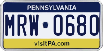PA license plate MRW0680