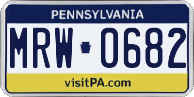 PA license plate MRW0682
