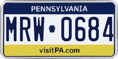 PA license plate MRW0684