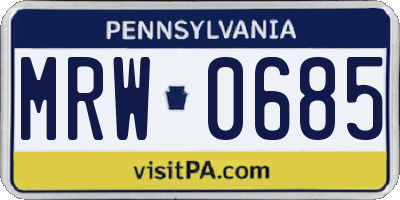 PA license plate MRW0685
