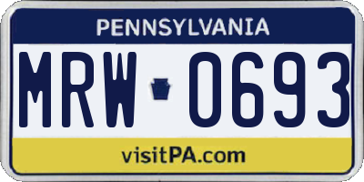 PA license plate MRW0693