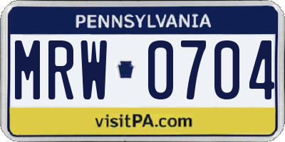 PA license plate MRW0704