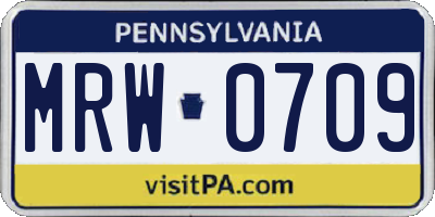 PA license plate MRW0709