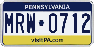 PA license plate MRW0712