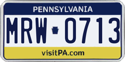 PA license plate MRW0713