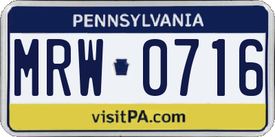 PA license plate MRW0716